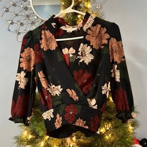 Black floral blouse